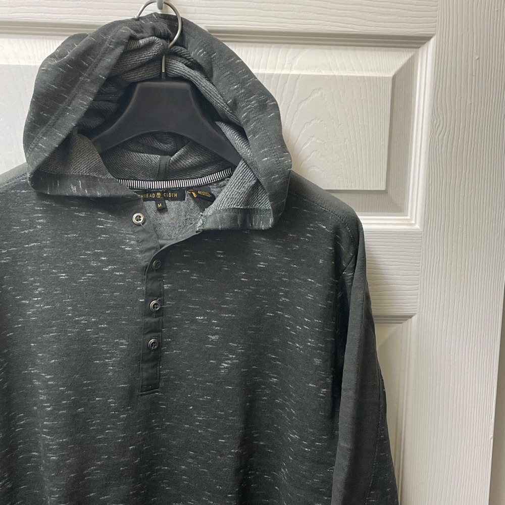 Thread & Cloth Men's Medium Henley‎ Long Sleeve T-Shirt Hoodie Charcoal Gray